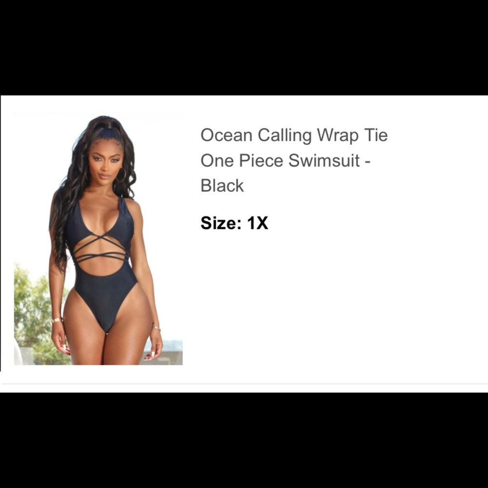 Ocean calling wrap tie one piece swimsuit black
